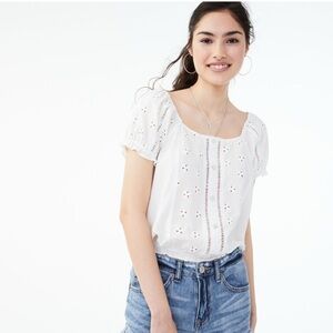 Aeropostale eyelet peasant top